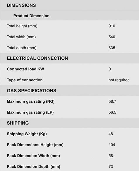 Chef 540mm Gas Upright Cooker CFG501WBNG