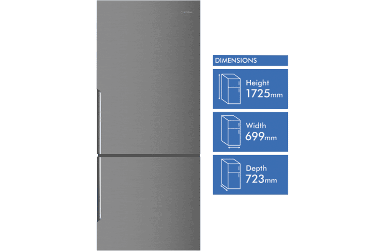 Westinghouse 425L Bottom Mount Fridge (Dark S/Steel) [Right] WBE4302BC
