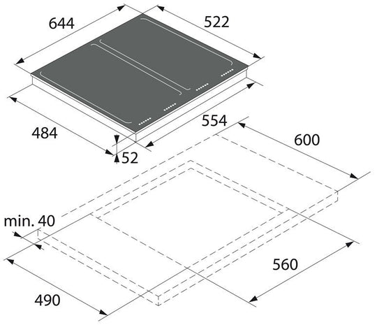 Asko-HI1655M-Induction-Cooktop-Dimension-high